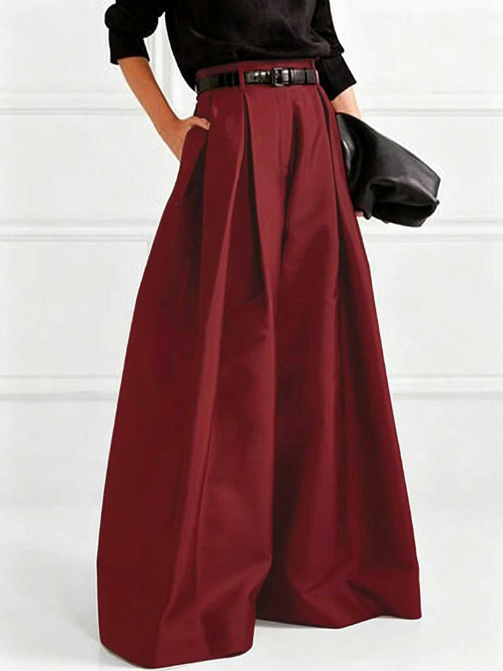Pleated wide leg pants high waisted relaxed fit for women