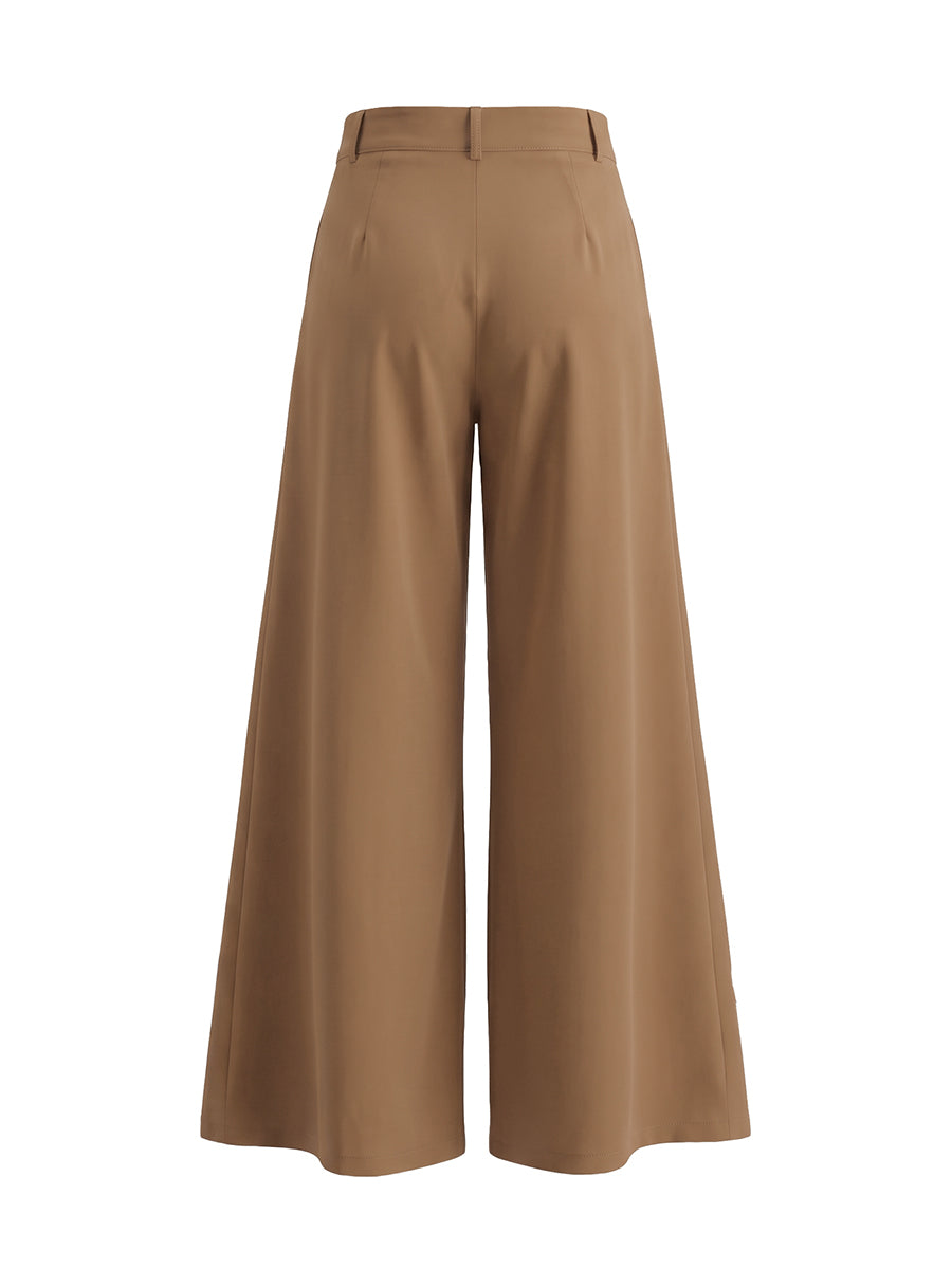 Pleated wide leg pants high waisted relaxed fit for women