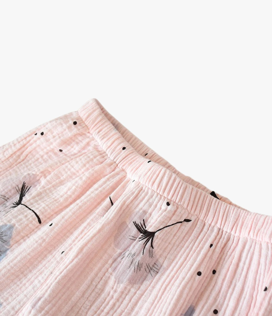 Kimono wrap top and pants lounge set with gingko leaf print for women