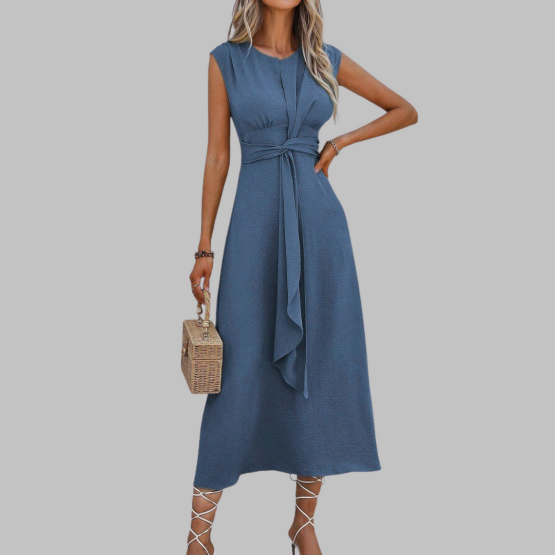 Sleeveless maxi dress with round neck for women