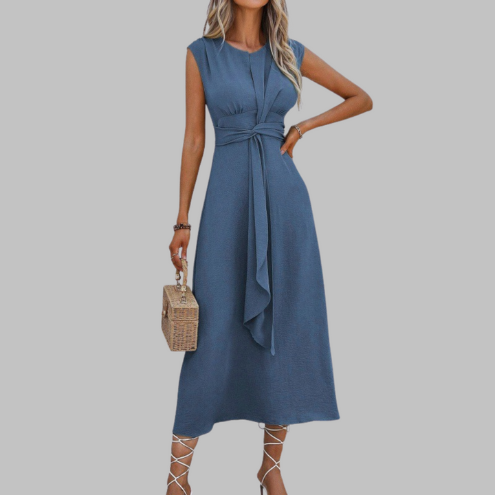 Sleeveless maxi dress with round neck for women