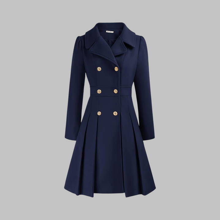 Double-Button Long-Sleeve Coat for Women