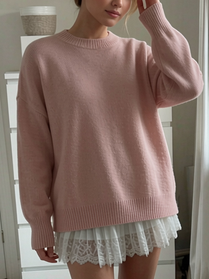 Longline knit sweater oversized relaxed fit for women