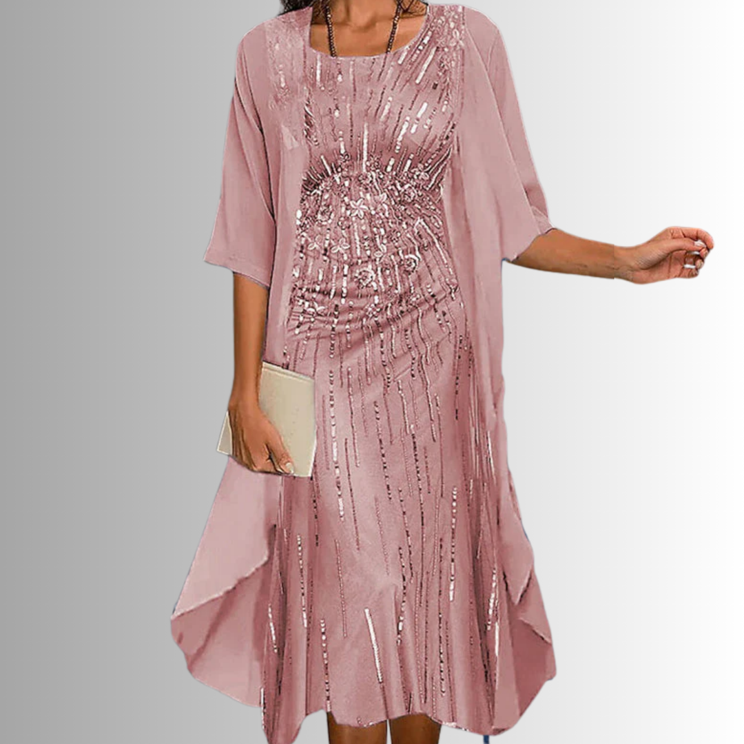 Two-piece floral slip dress with open overlay for women