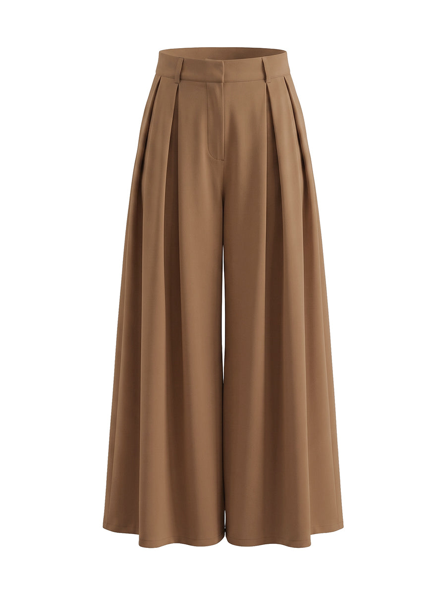 Pleated wide leg pants high waisted relaxed fit for women