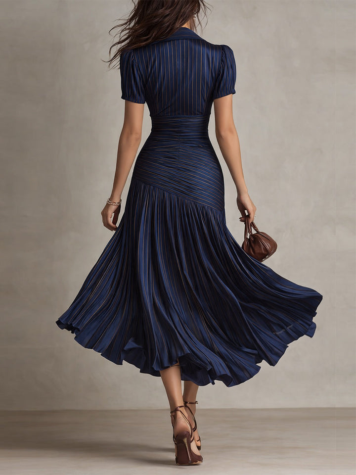 LUCIA | Striped Pleated Bodycon Midi Dress