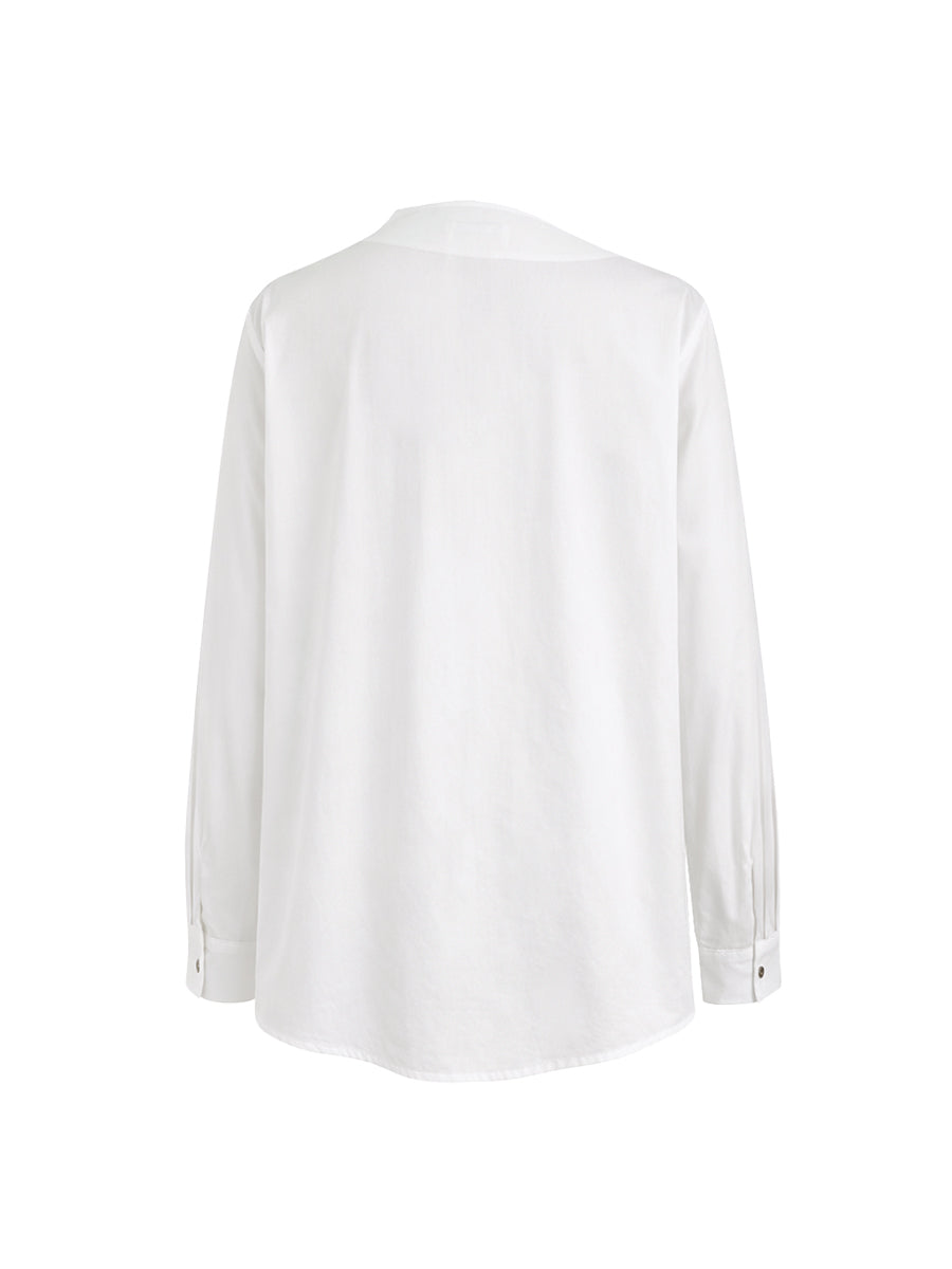 Cotton asymmetric shirt with split front and buttons for women
