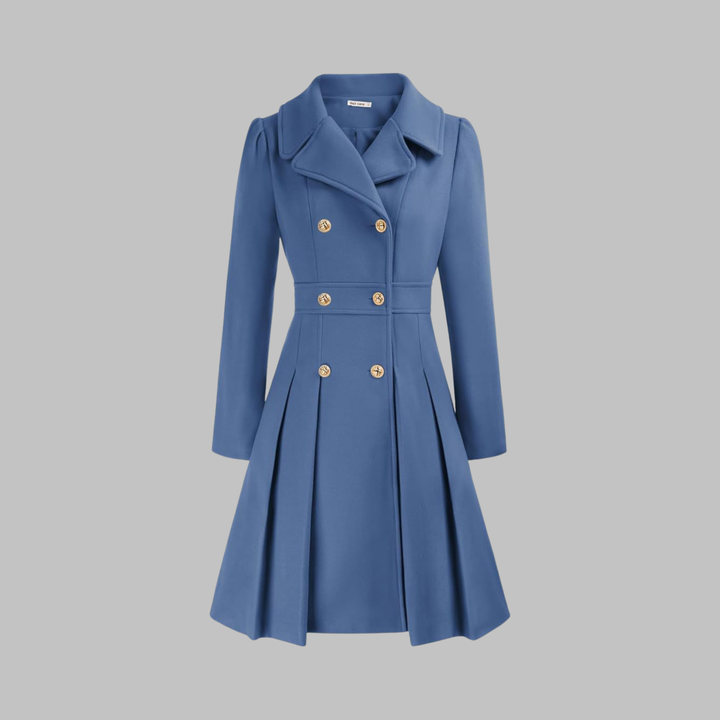Double-Button Long-Sleeve Coat for Women