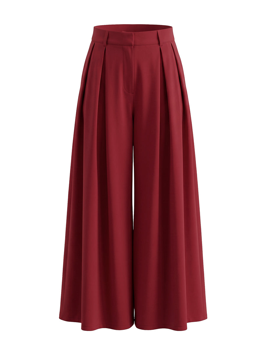 Pleated wide leg pants high waisted relaxed fit for women