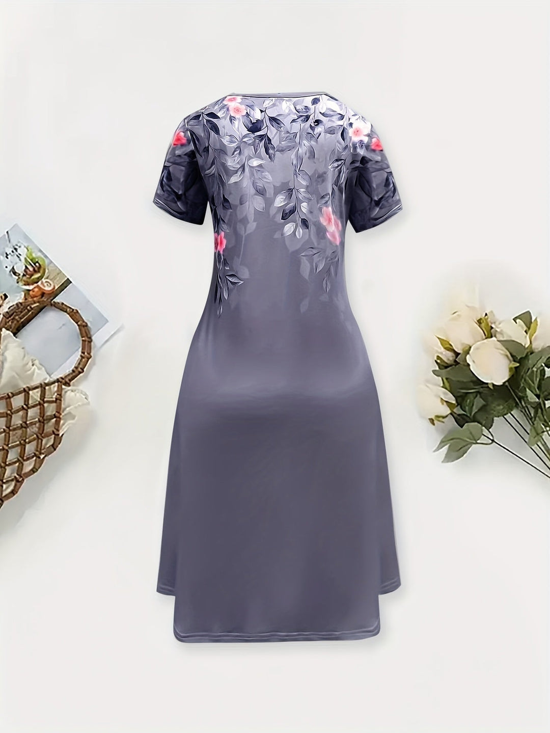 Floral A-line dress with flowing skirt for women