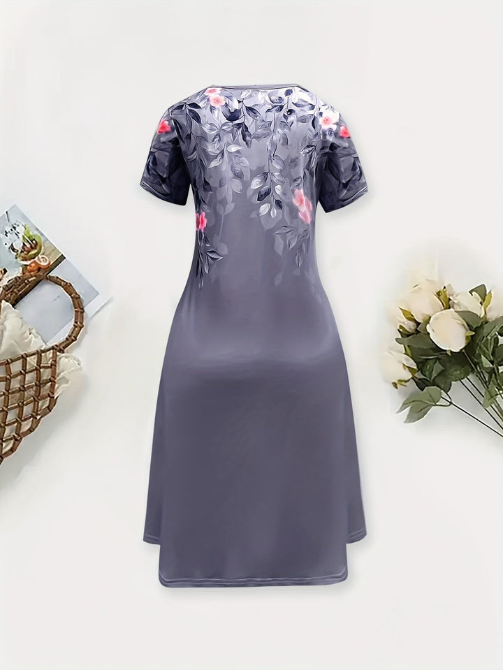 Floral A-line dress with flowing skirt for women