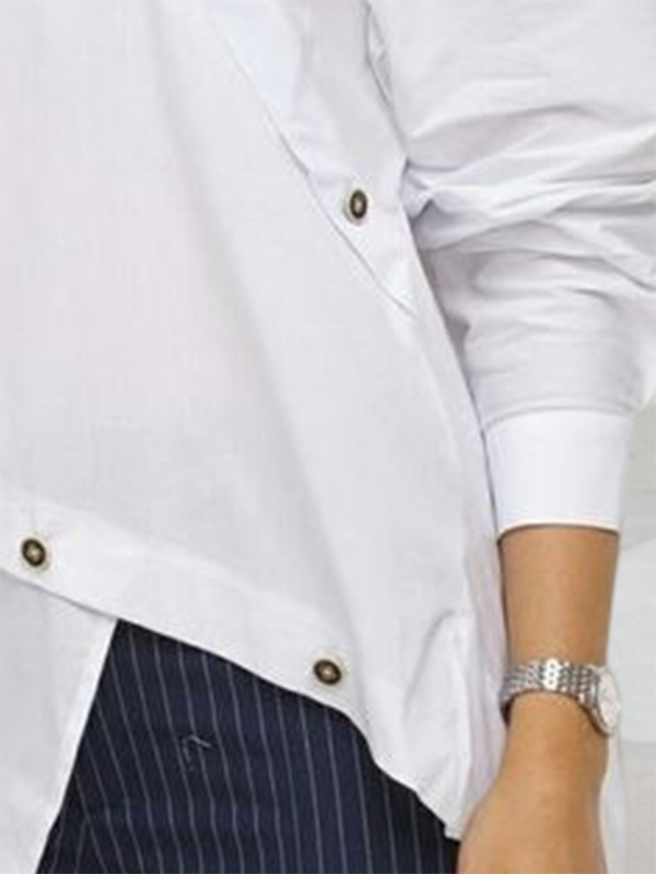 Cotton asymmetric shirt with split front and buttons for women