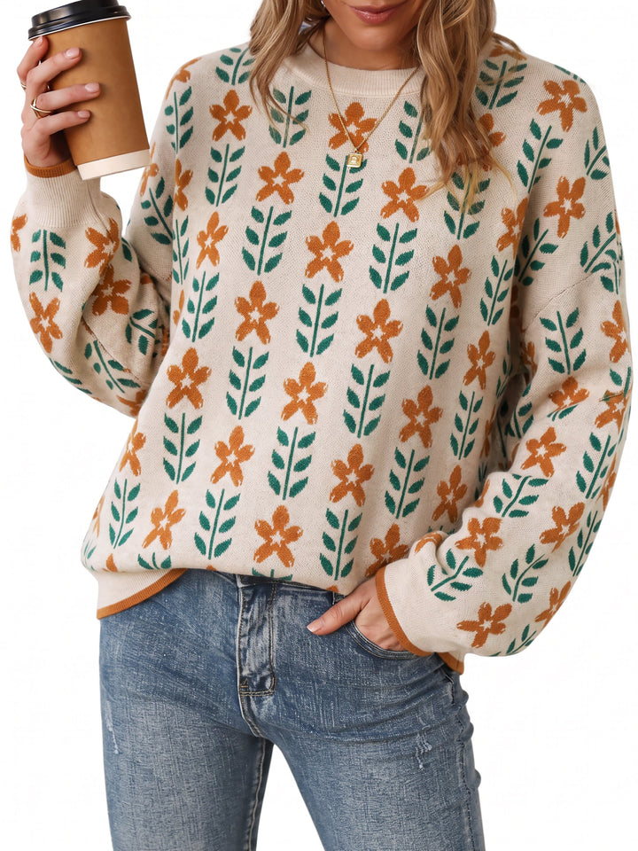 Wool blend oversized crew neck jumper for women