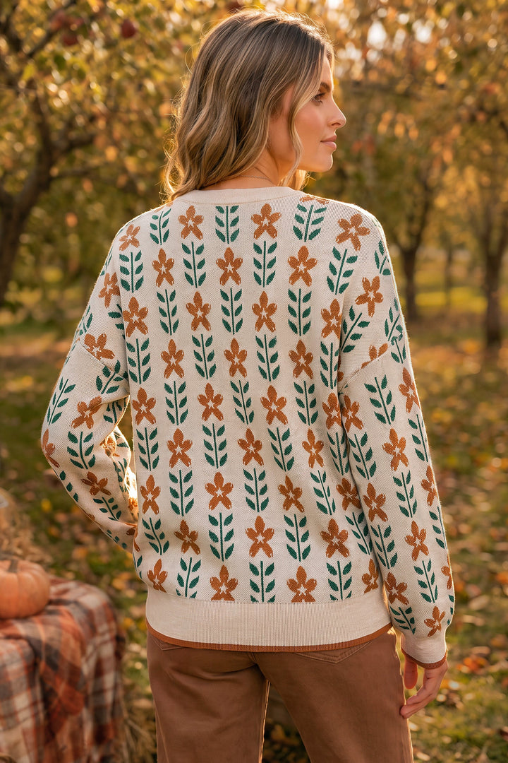 Wool blend oversized crew neck jumper for women