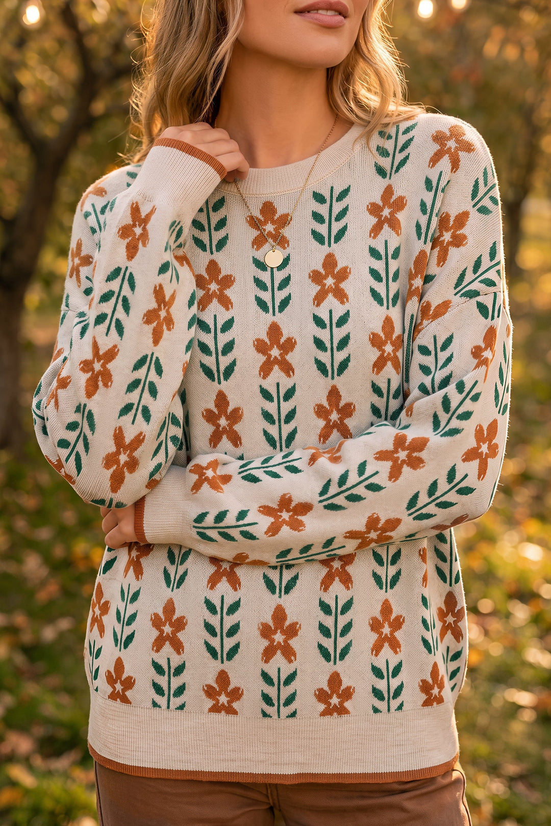 Wool blend oversized crew neck jumper for women