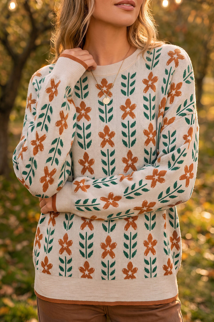 Wool blend oversized crew neck jumper for women