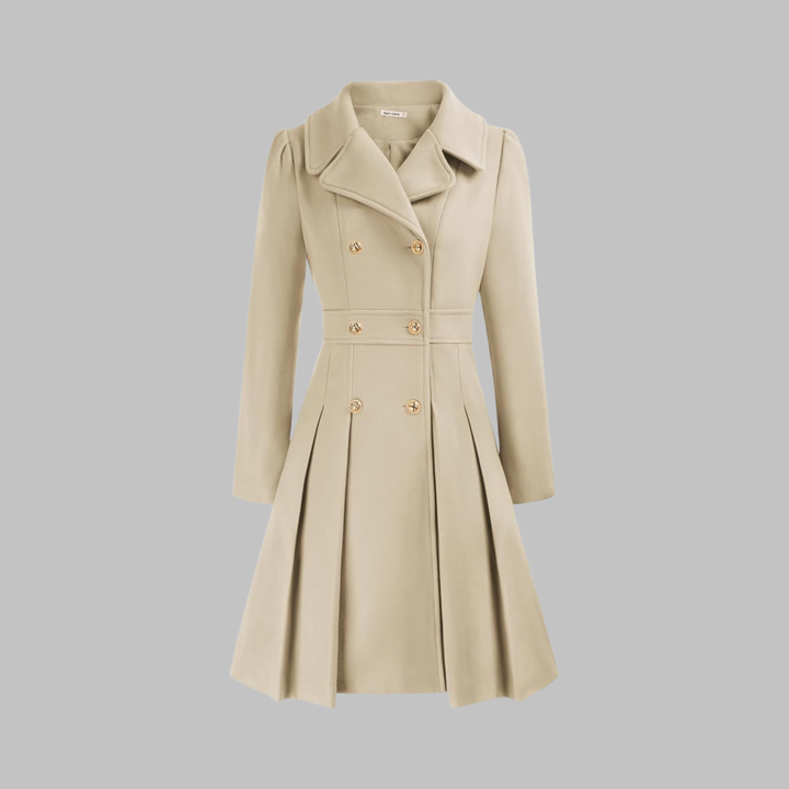 Double-Button Long-Sleeve Coat for Women