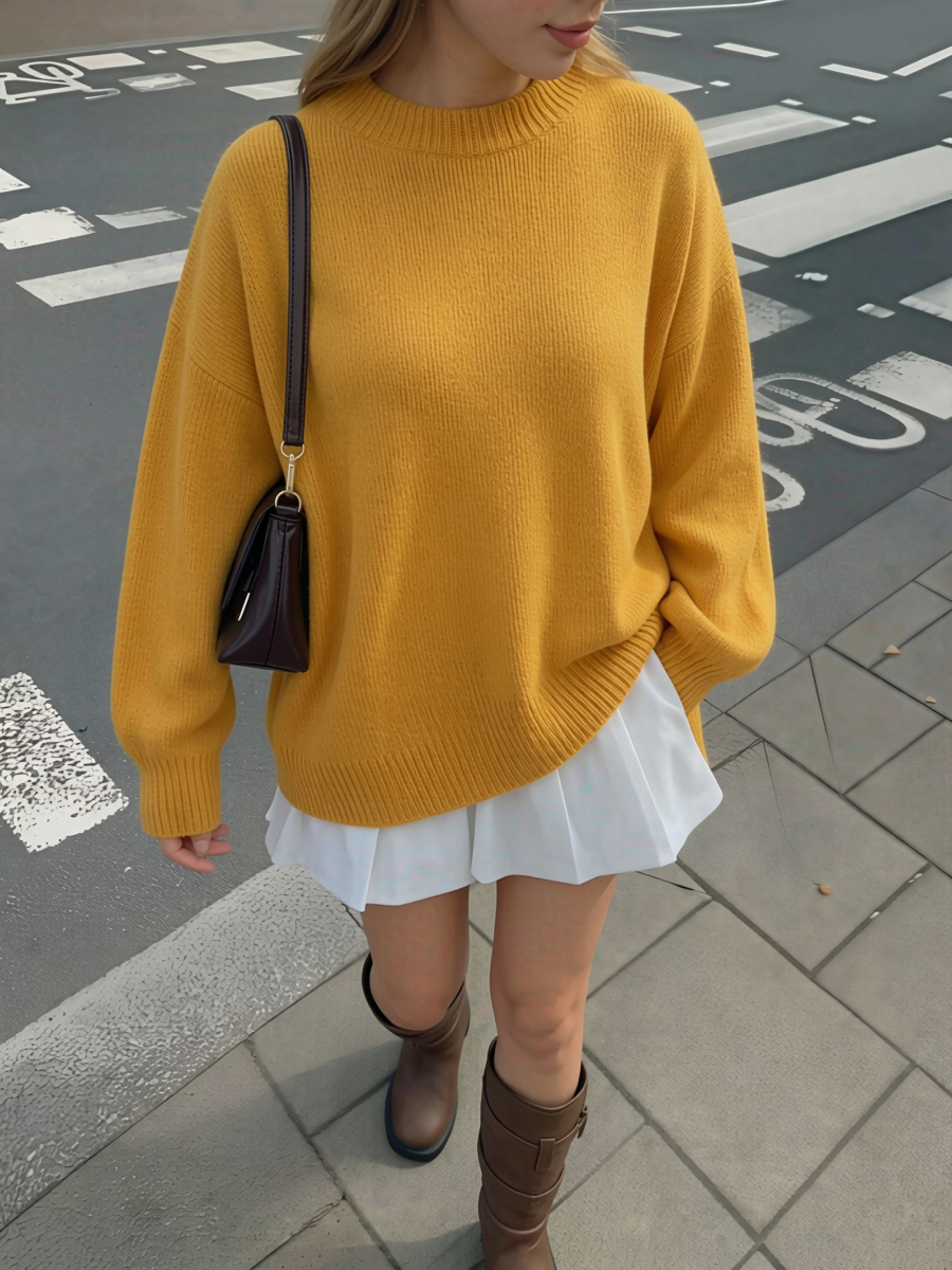 Longline knit sweater oversized relaxed fit for women