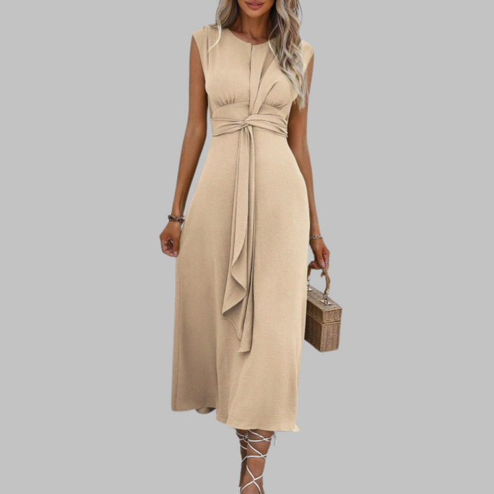 Sleeveless maxi dress with round neck for women