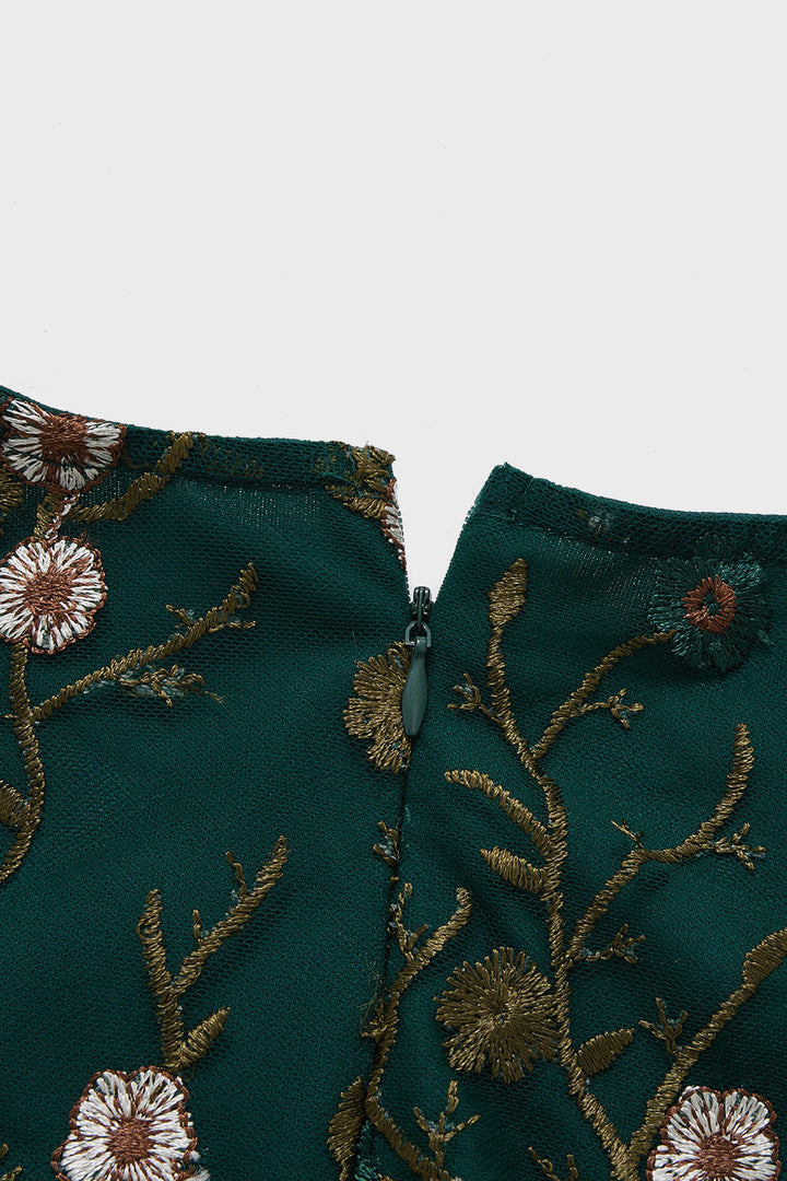 Plus size embroidered maxi dress with ruffle sleeves for women