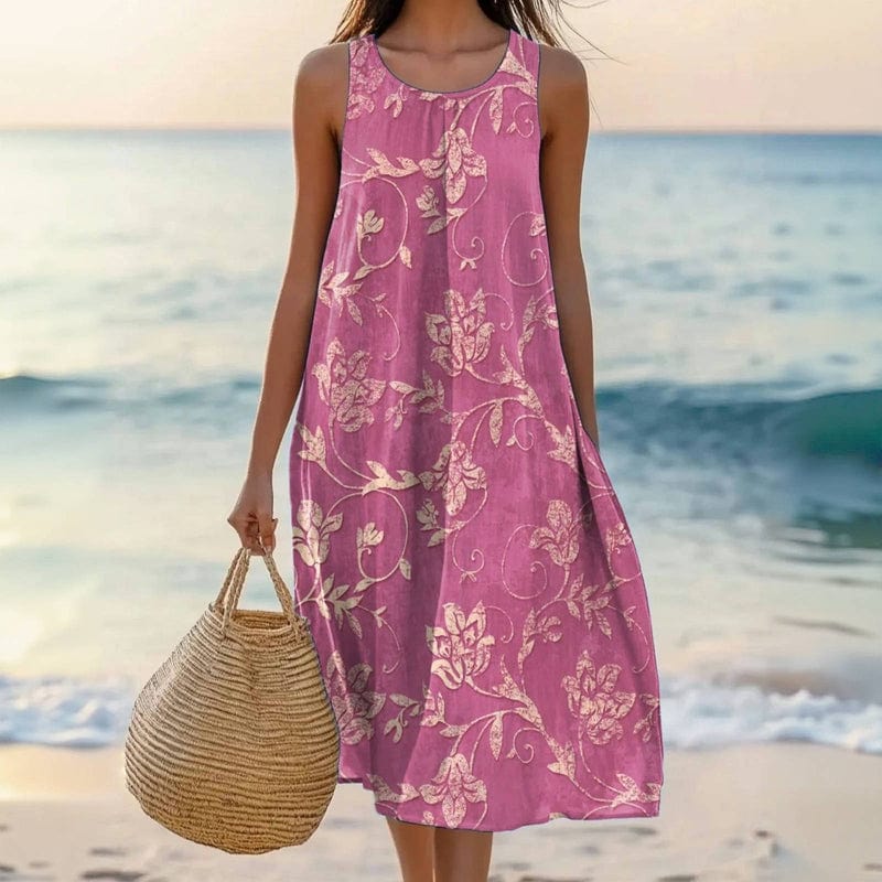 Floral sleeveless summer dress with relaxed fit for women