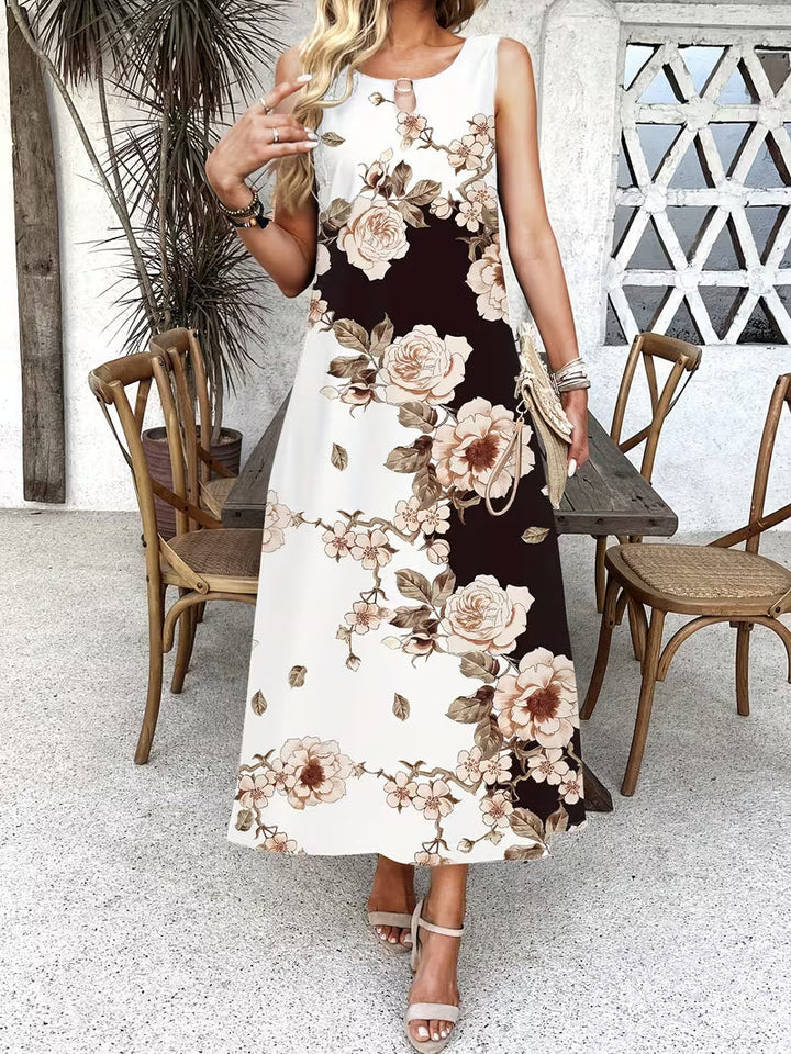 Floral print dress with pockets and relaxed fit for women
