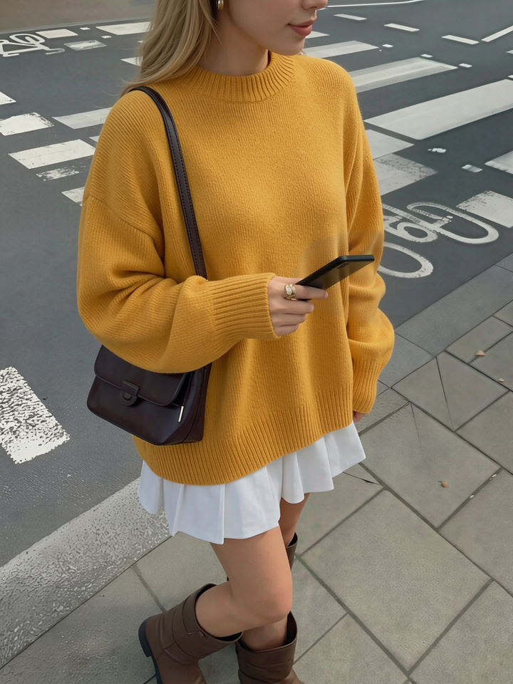 Longline knit sweater oversized relaxed fit for women