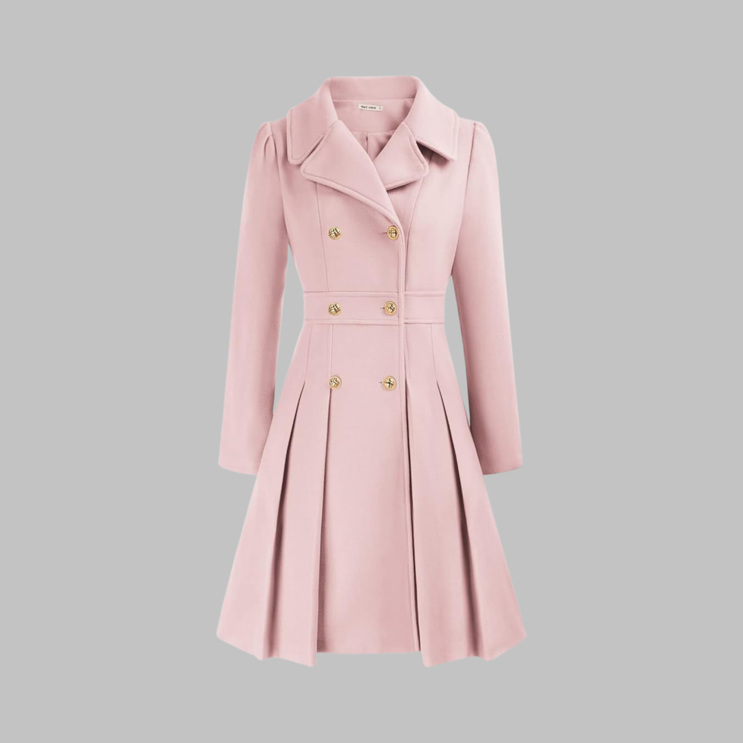 Double-Button Long-Sleeve Coat for Women