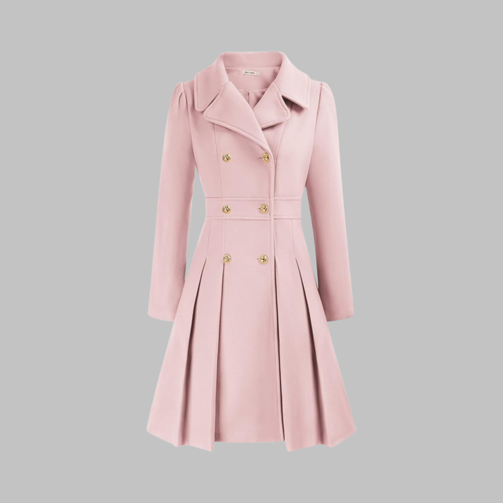 Double-Button Long-Sleeve Coat for Women