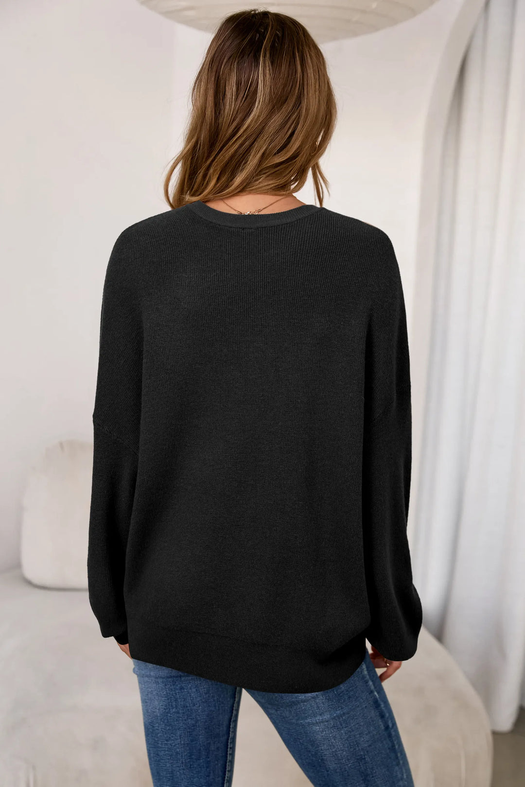 Wool blend oversized crew neck jumper for women