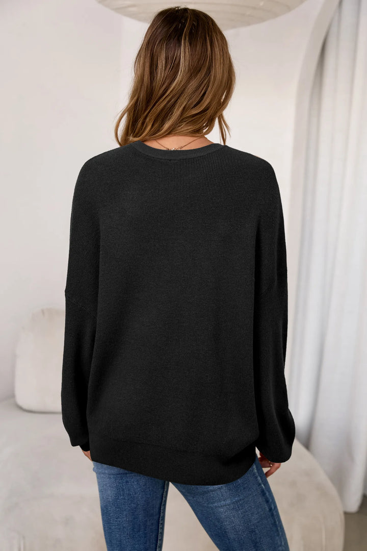 Wool blend oversized crew neck jumper for women