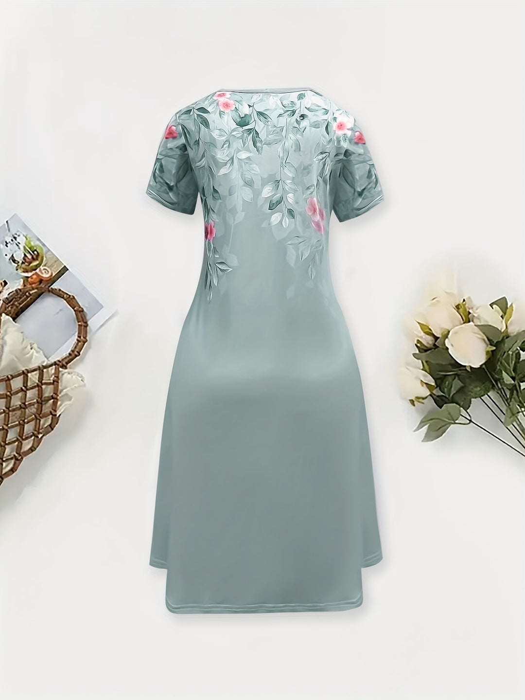 Floral A-line dress with flowing skirt for women