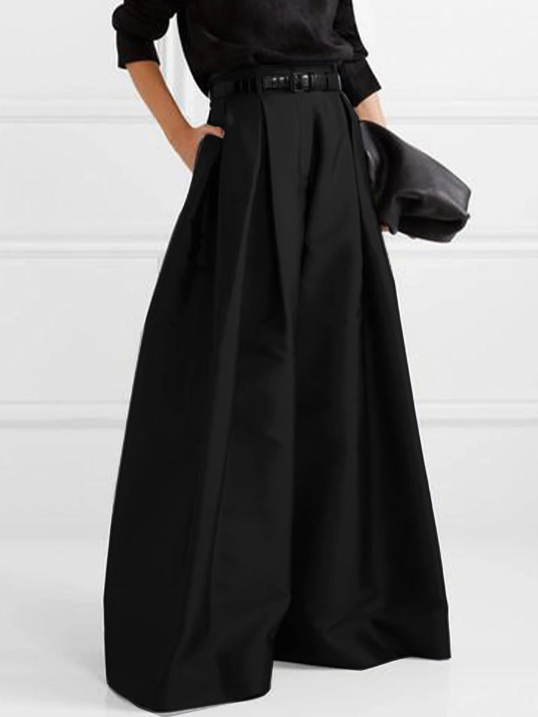 Pleated wide leg pants high waisted relaxed fit for women