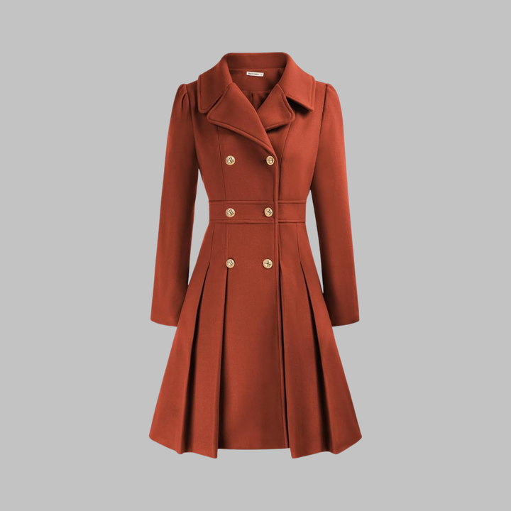 Double-Button Long-Sleeve Coat for Women
