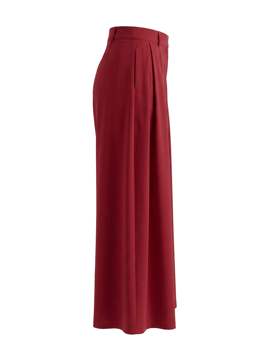 Pleated wide leg pants high waisted relaxed fit for women
