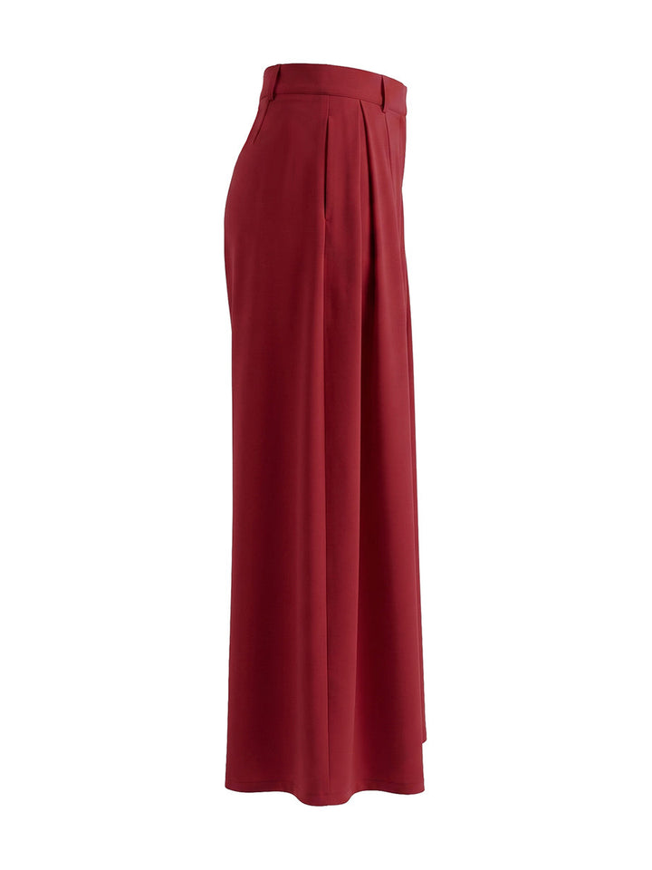 Pleated wide leg pants high waisted relaxed fit for women