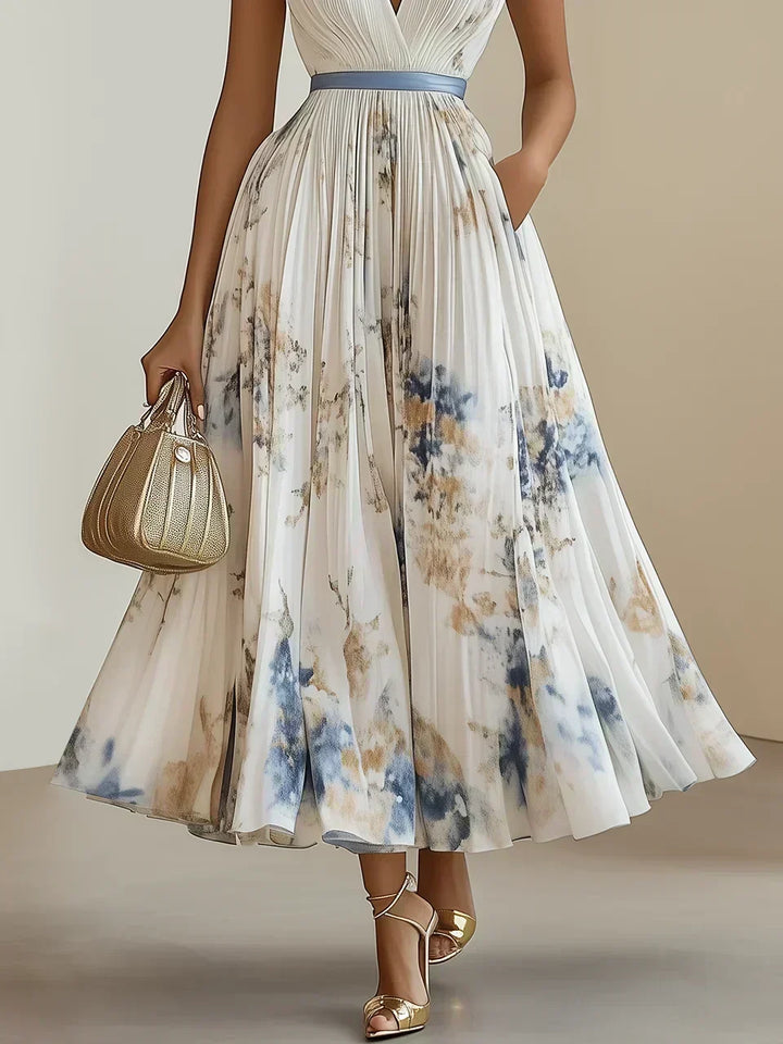 Wrap-style sleeveless maxi dress with V-neck for women