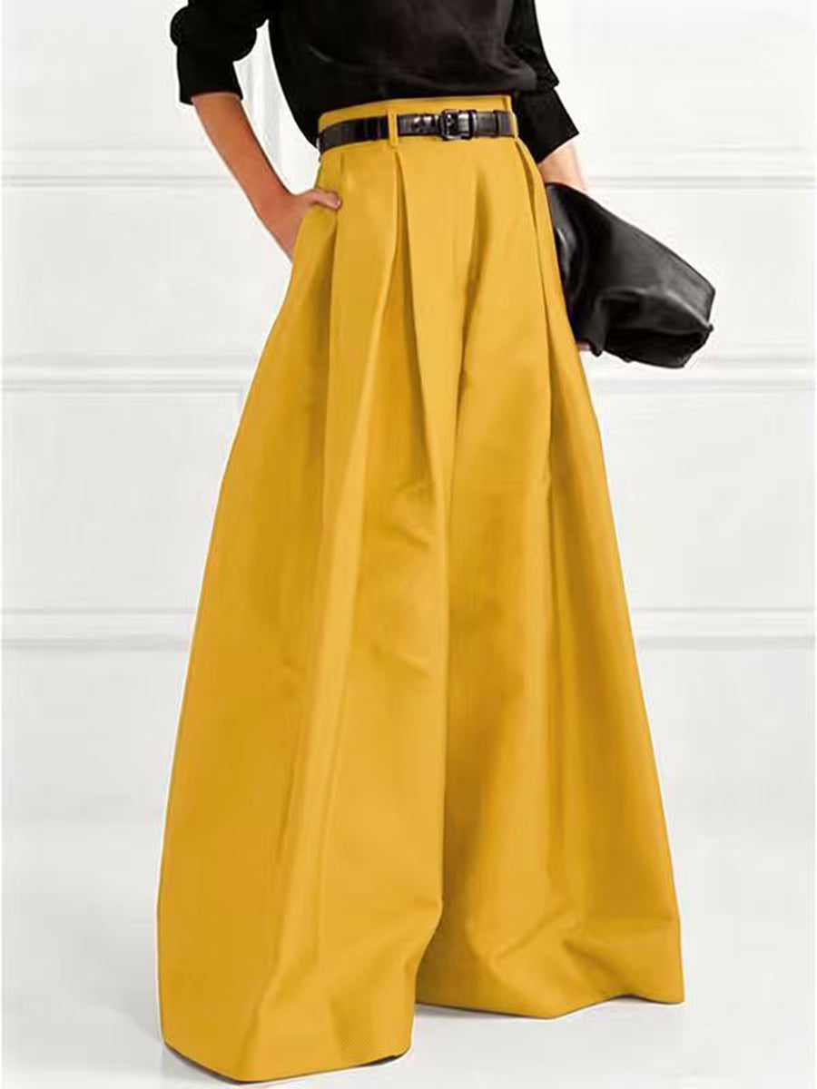 Pleated wide leg pants high waisted relaxed fit for women
