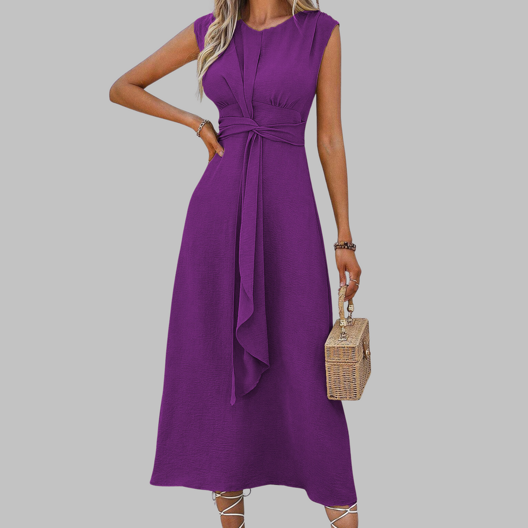 Sleeveless maxi dress with round neck for women