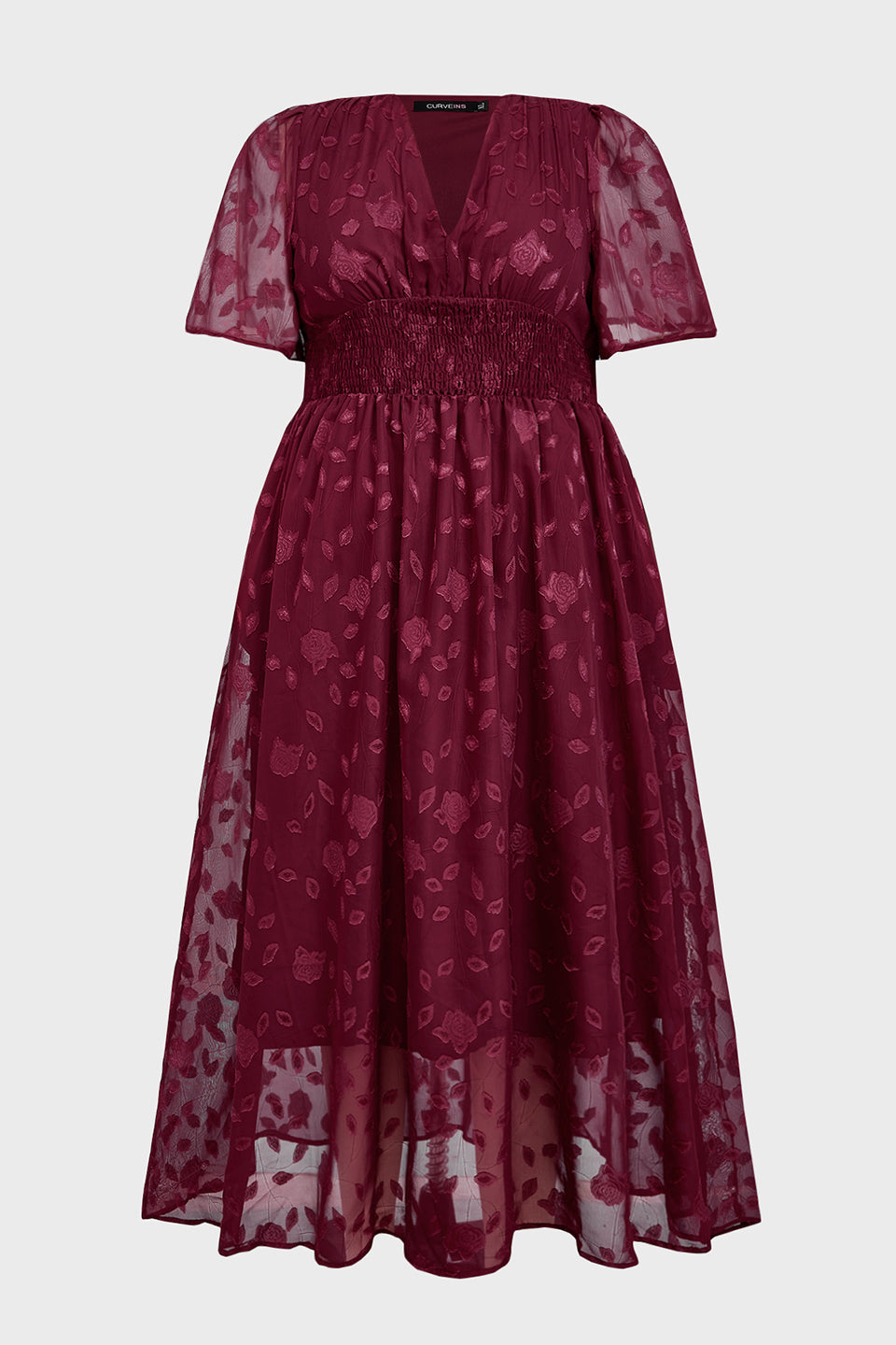 Plus size pleated maxi dress with high waist for women