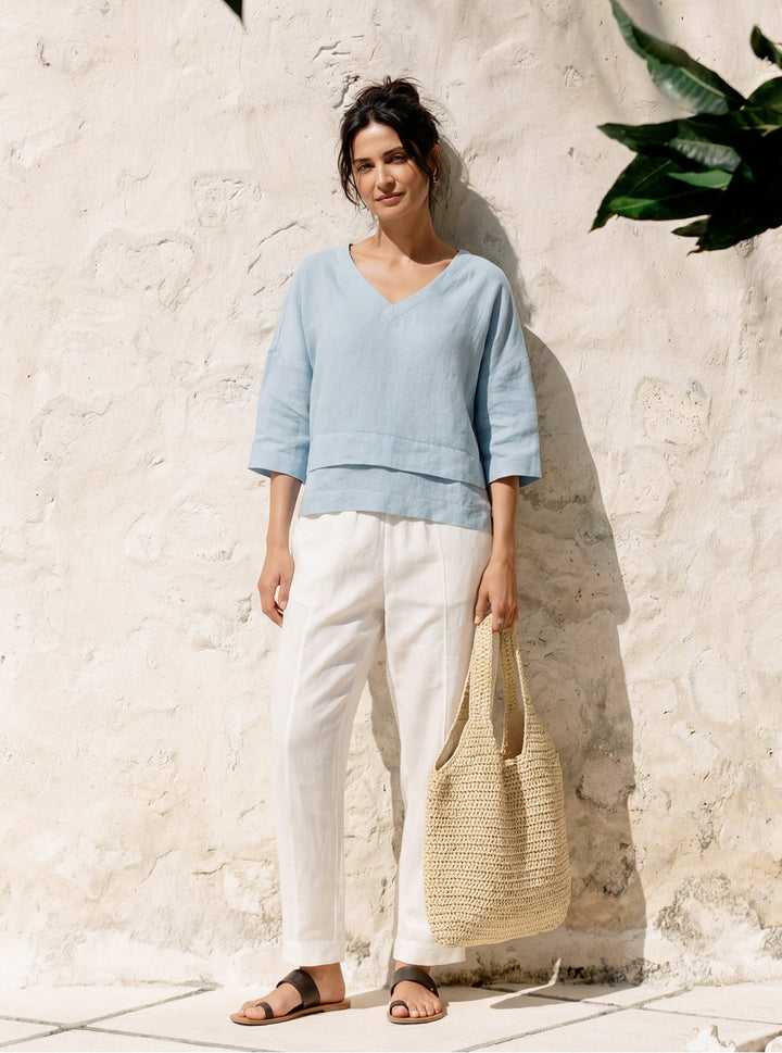 Linen layered overtop with drop shoulders for women