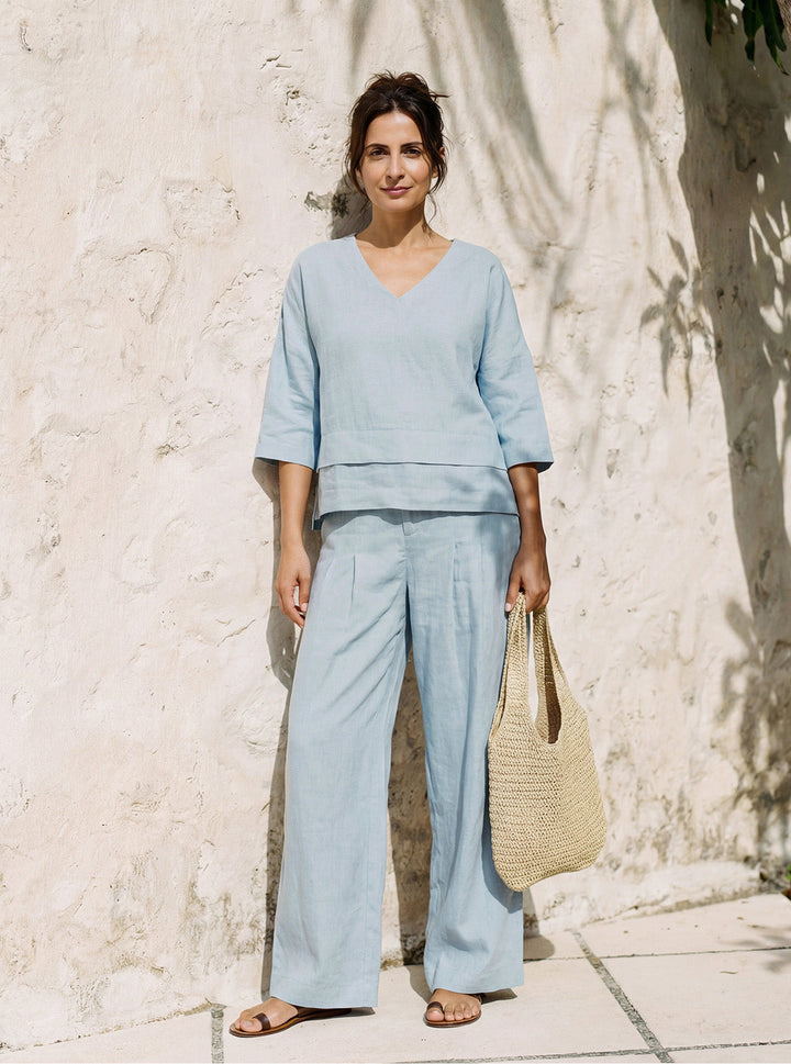 Linen layered overtop with drop shoulders for women