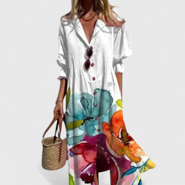 Boho Elegant Dress – Printed, Relaxed Fit