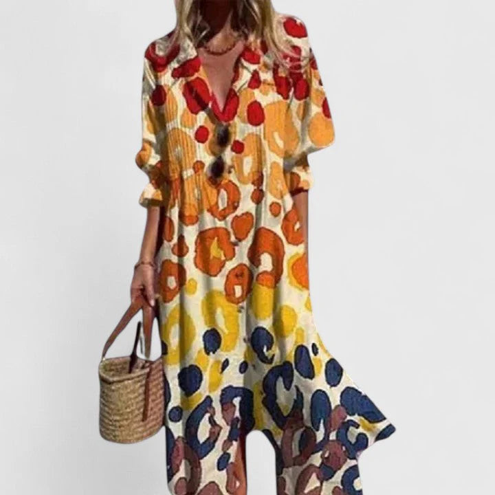 Boho Elegant Dress – Printed, Relaxed Fit