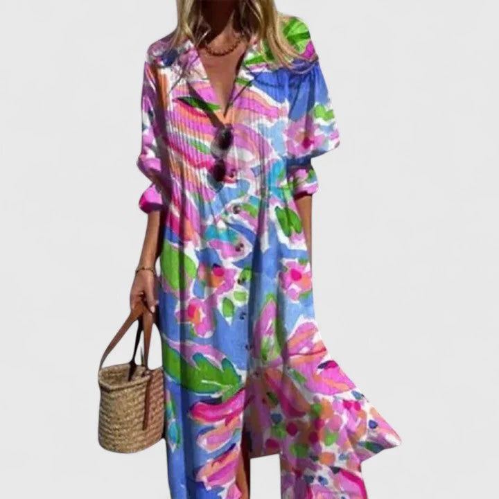 Boho Elegant Dress – Printed, Relaxed Fit