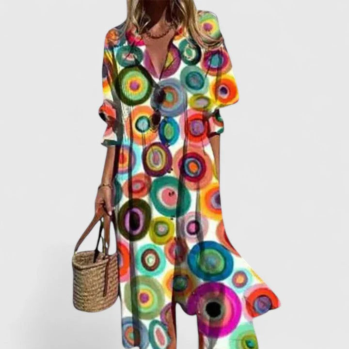Boho Elegant Dress – Printed, Relaxed Fit