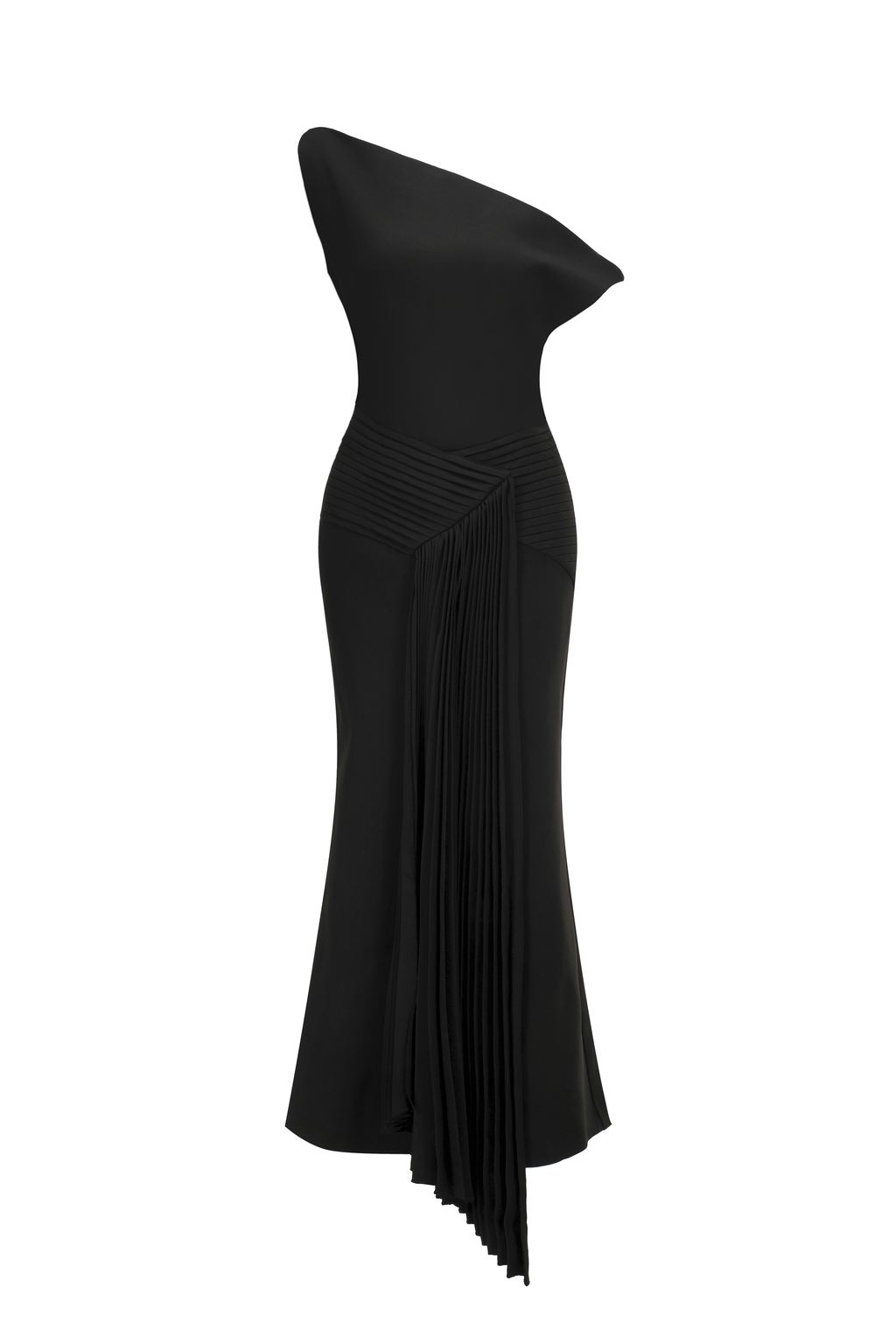 Juny | One-Shoulder Pleated Midi Dress