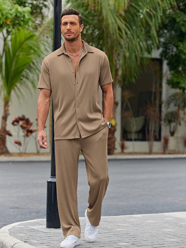 Casual Loose Fit Shirt Sets for Men