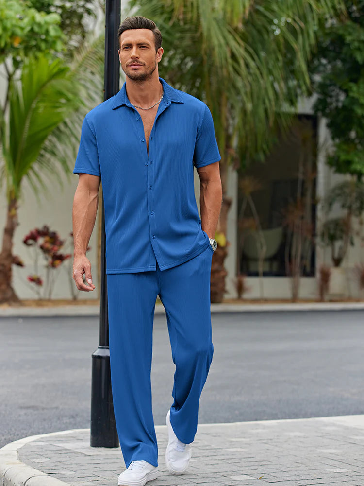Casual Loose Fit Shirt Sets for Men