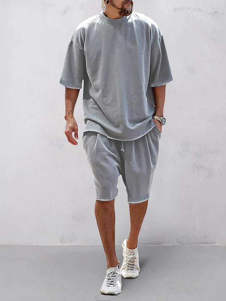 Casual Loose Fit Solid Sports Sets